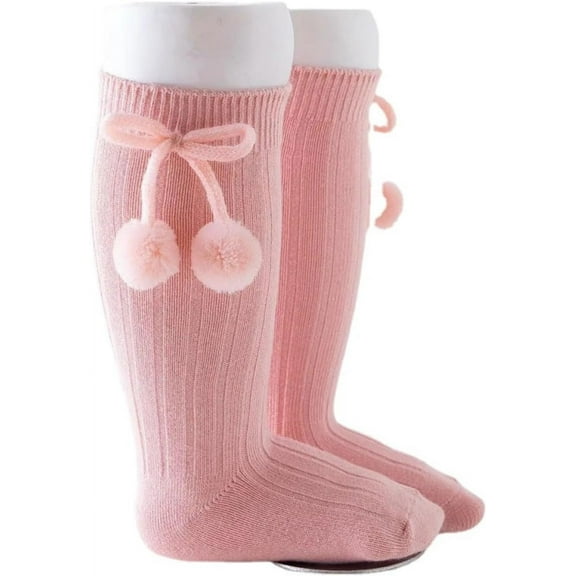 2 Pairs Autumn Winter Baby Stockings with Cute Cherry Ball 0-4Years Toddler Knee High Socks Princess Socks
