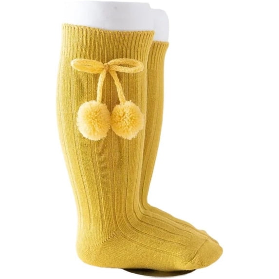 2 Pairs Autumn Winter Baby Stockings with Cute Cherry Ball 0-4Years Toddler Knee High Socks Princess Socks