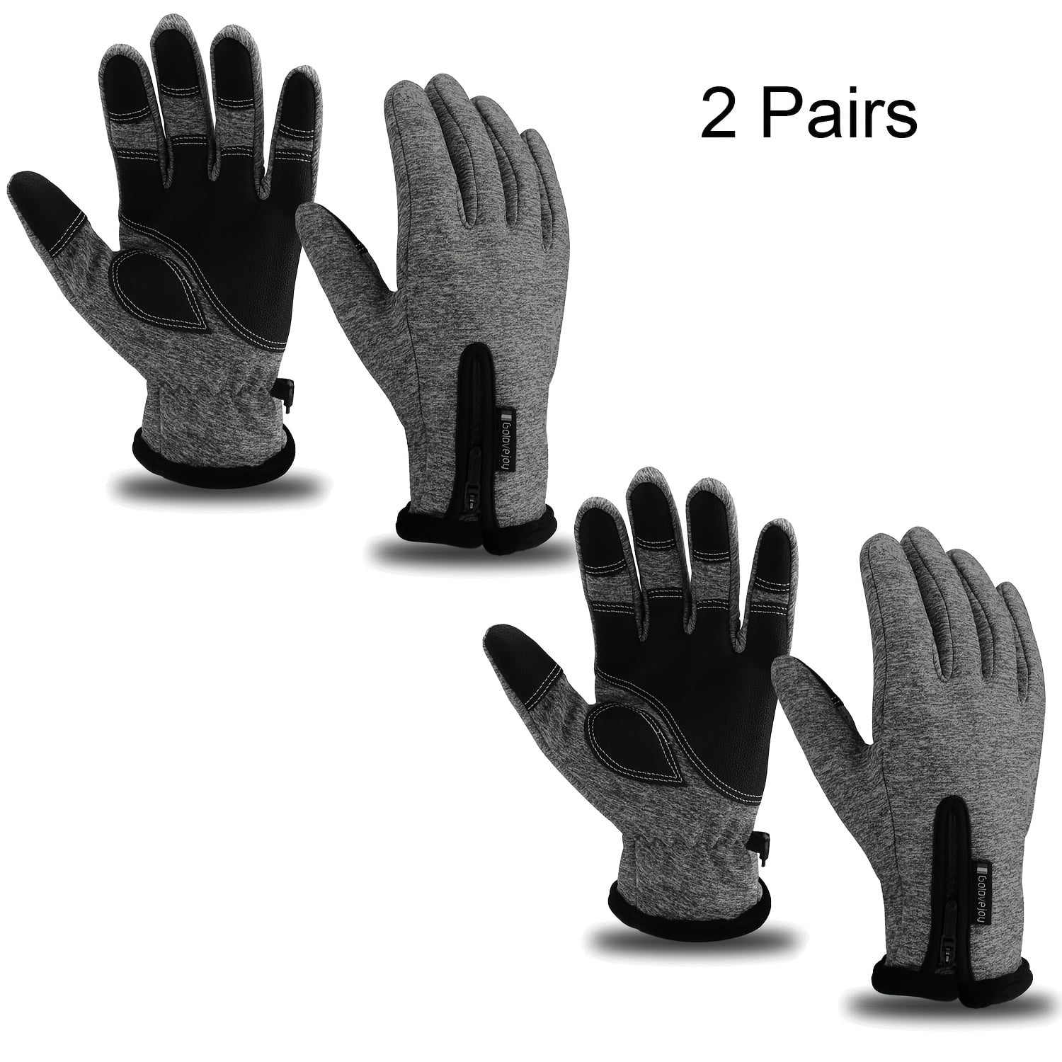 2 Pairs Autumn & Winter Outdoor Warm Gloves - Windproof Full Finger ...