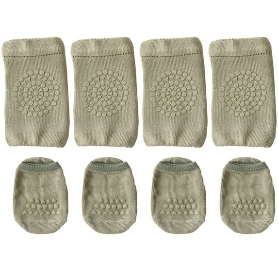2 Pairs Baby Crawling Anti-Slip Knee Pads and Anti-Slip Baby Socks Set Unisex