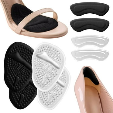 2 Pairs Back of Heel Cushion Pads, Self-Adhesive Heel Grips Heel Pads Shoe Inserts for Women Men, Reusable Heel Guards Liners for Shoes That are Too Big, Make Shoes Fit Tighter (Black)
