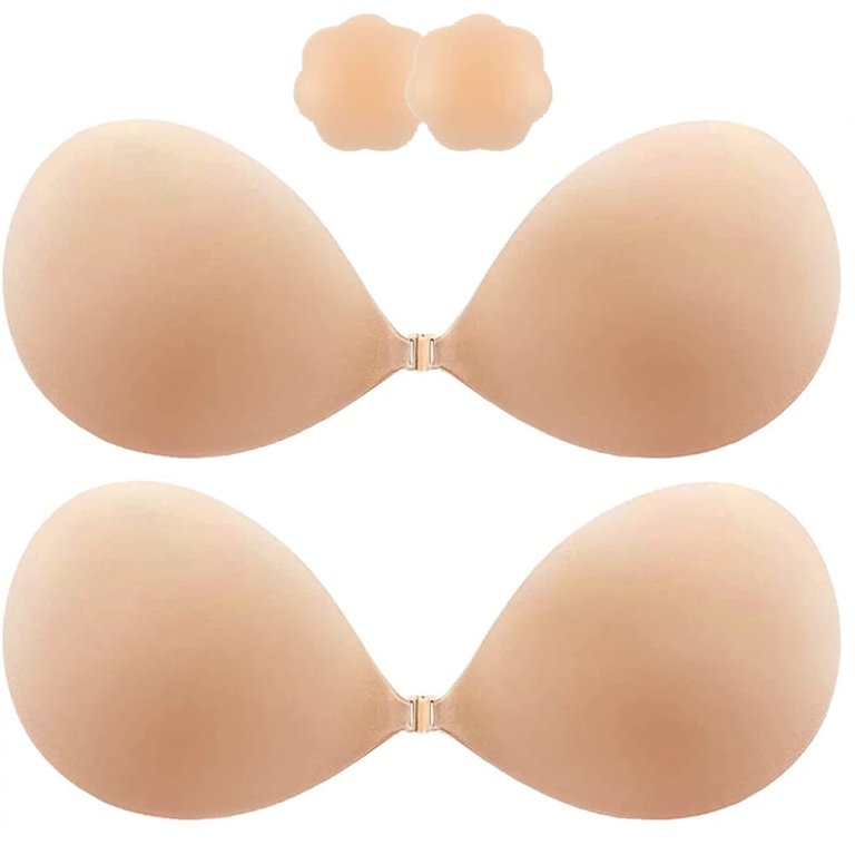 2025 Push Up Sticky Bra 2 Pack Reusable Adhesive Invisible Backless Strapless Bra