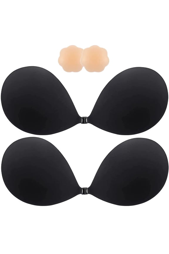 2 Pairs Backless Bra, Sticky Bra, Reusable Adhesive Bra, Strapless Bras for Women, Push Up Backless Strapless Bra for Backless Dress Backless Top, Adhesive Invisible Lift Up Bras with Nipple Covers