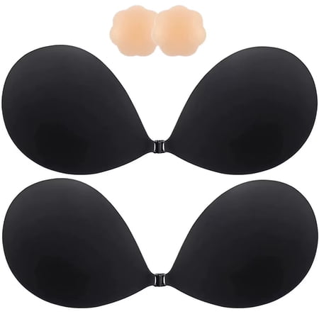 SOMER 2 Pairs Sticky Bra, Backless Bra, Reusable Adhesive Bra, Strapless Bras for Women, Push up Sticky Bra for Backless Dress Top, Adhesive Invisible Lift Up Bras with Nipple Covers
