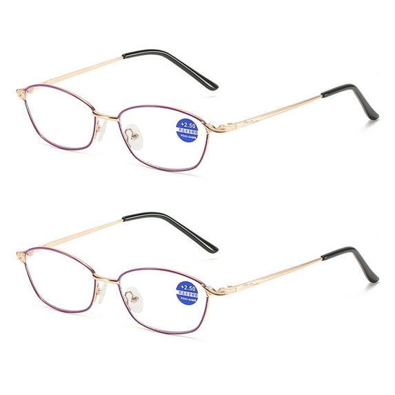 2 Pairs Bifocal Blue Light Blocking Reading Glasses Metal Flexible Readers