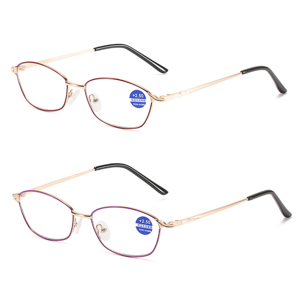 2 Pairs Bifocal Blue Light Blocking Reading Glasses Metal Flexible Readers 9424