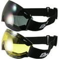 thumbnail image 1 of Birdz Eyewear Birdz Thrush Sport Snowboarding Skydiving Motorcycle Riding Goggles 2 Pairs Black Frames with Smoke/Yellow Lens, 1 of 3