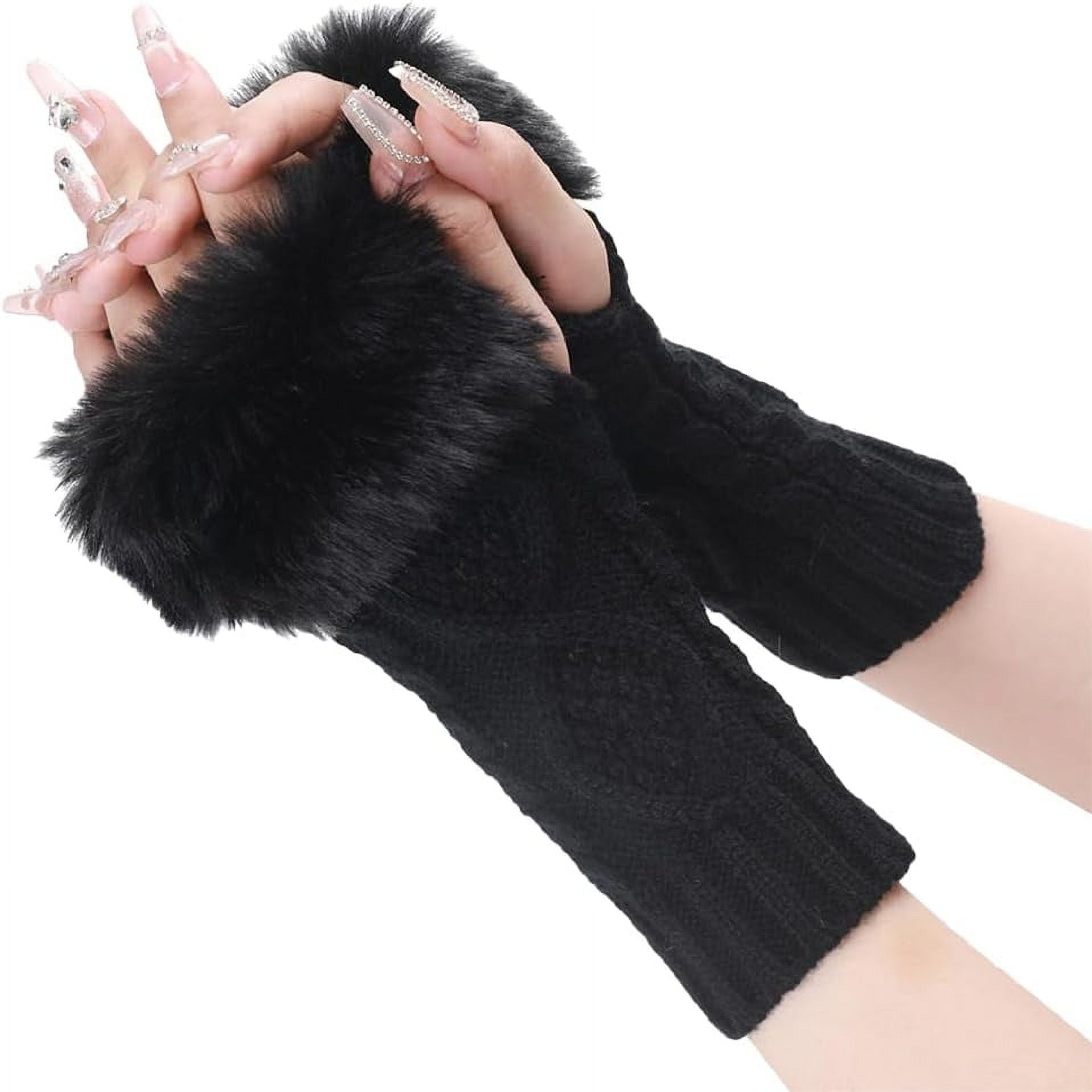 小物 Fluffy Arm Warmer Amazon.com: GSHLLO 1 Pair Faux Fur Short Wrist Cuff Soft
