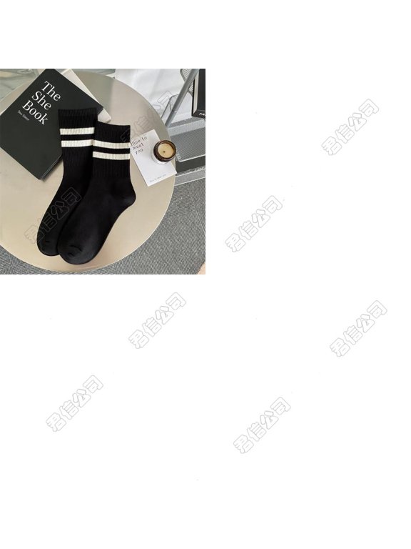 2 Pairs Black Stripe Pattern Cotton Knitting Socks 300x70mm Winter Warm Thermal for Men Women for DIY