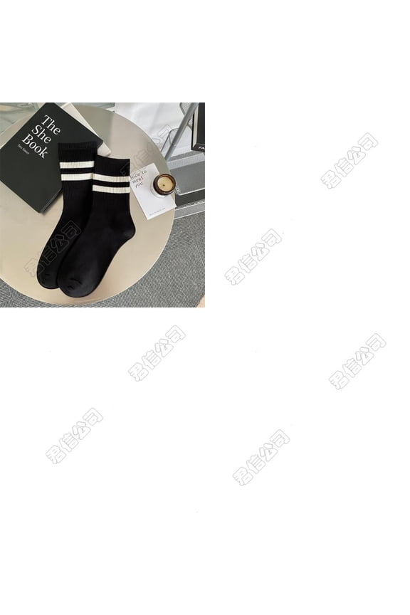 2 Pairs Black Stripe Pattern Cotton Knitting Socks 300x70mm Winter Warm Thermal for Men Women for DIY