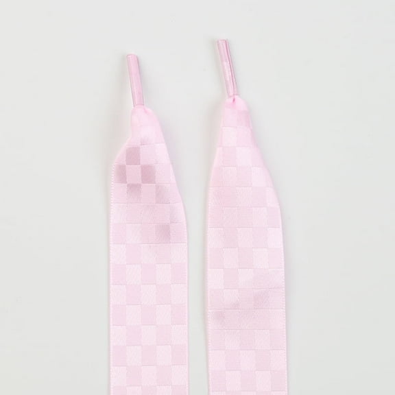 2 Pairs Blocks Satin Ribbon Shoelaces : 1" Wide Flat Colorful Shoe Laces for Women Men - 47 inch / 120CM