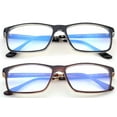 thumbnail image 1 of 2 Pairs - Blue Ray Blocking Lens Light Weight Rectangular Medium/Large Size Frame Spring Temple Computer Reading Glasses for Men, Reading Glasses +3.00 With Hard Case, 1 of 3