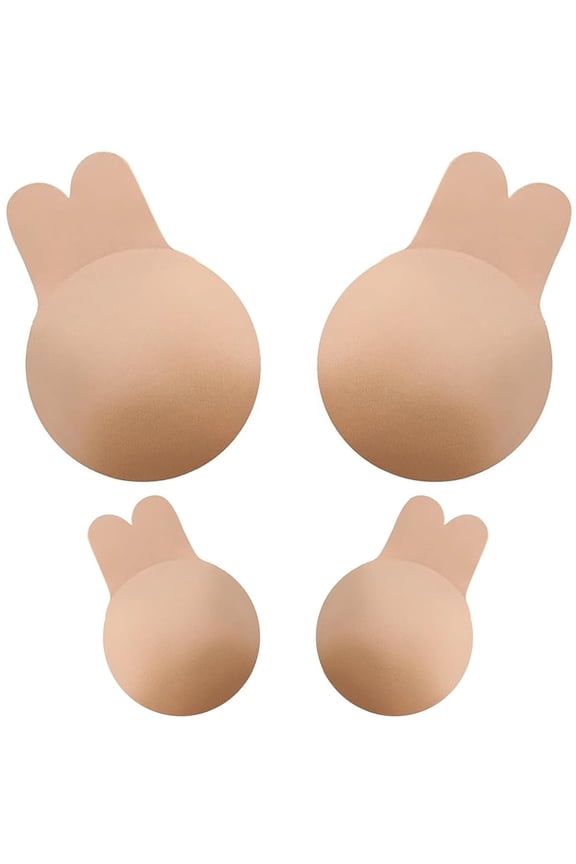 2 Pairs Breast Lift Sticky Bra,Silicone Nipple Covers with Lift Strapless Backless Bra for Women A-E Cup(2 Size)