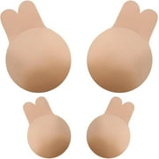 2 Pairs Breast Lift Sticky Bra, Silicone Nipple Covers with Lift Strapless Backless Bra for Women A-E CupL