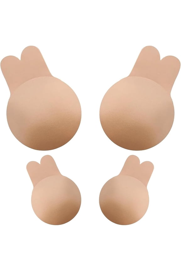 2 Pairs Breast Lift Sticky Bra, Silicone Nipple Covers with Lift Strapless Backless Bra for Women A-E Cup(S)