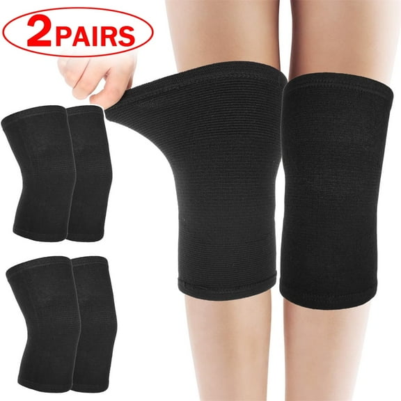 2 Pairs Breathable Compression Knee Pads Elastic Sports Knee Support Sleeves for Volleyball, Football, Yoga & Running