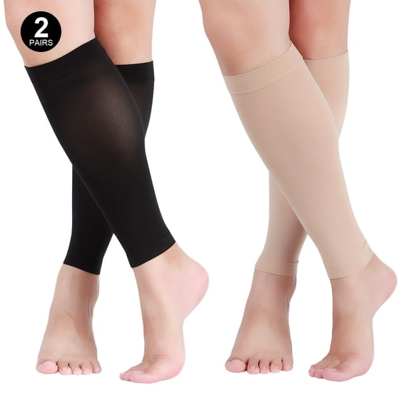 2 Pairs Calf Compression Sleeve Leg Toeless Compression Sock Calf Shin Support Relieve Calf Pain for Women