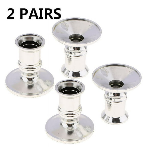 2 Pairs Candle Holders Candlestick Holders for Taper Candles, Brass Silver Traditional Decorative Candle Stick Holder for Table, Mantel, Wedding, Dinning