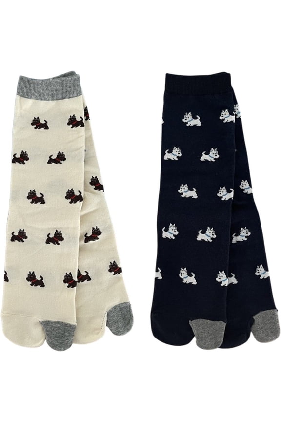 2 Pairs Cartoon Tabi Socks Split Toe Flip Flop Socks Cotton Japanese Sandal Socks for Women Men Unisex Comfortable Footwear