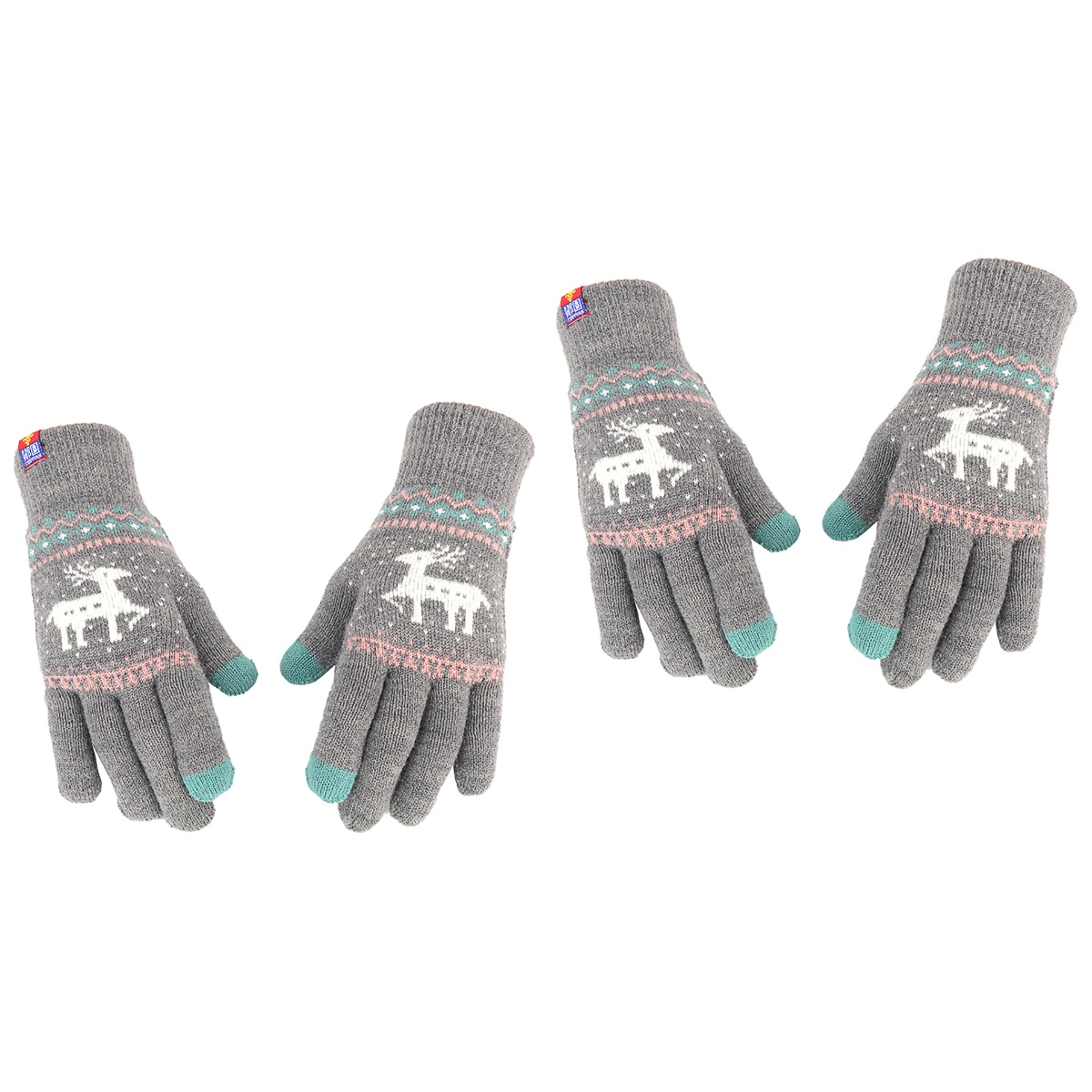 2 Pairs Cashmere Touchscreen Gloves Women's Warm Unisex Stretch Christmas Tree Acrylic