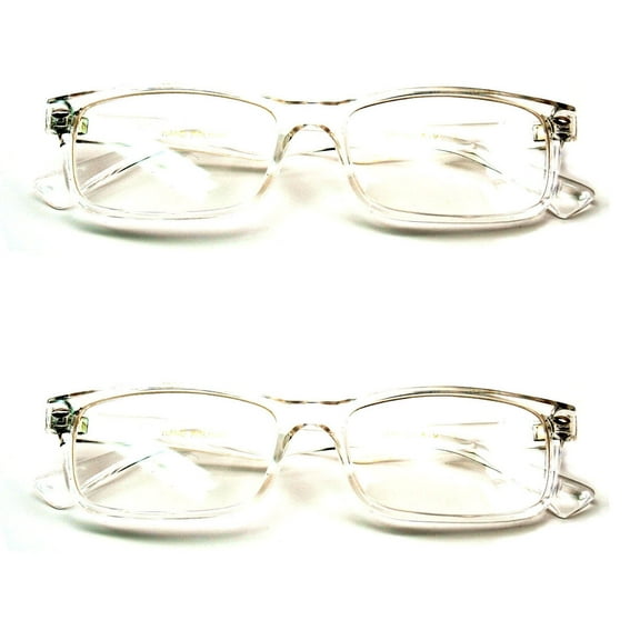 2 Pairs Casual Fashion Rectangular Reading Glasses - Stylish Simple Readers Magnification +3.00