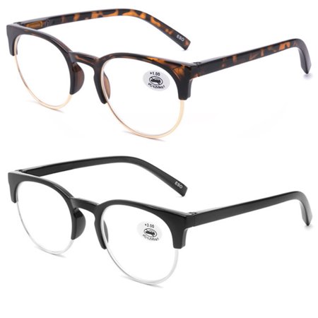 2 Pairs Cat Eye Round Womens Eyebrow Frame Reading Glasses 1.0 1.5 2.0 2.5 3.0