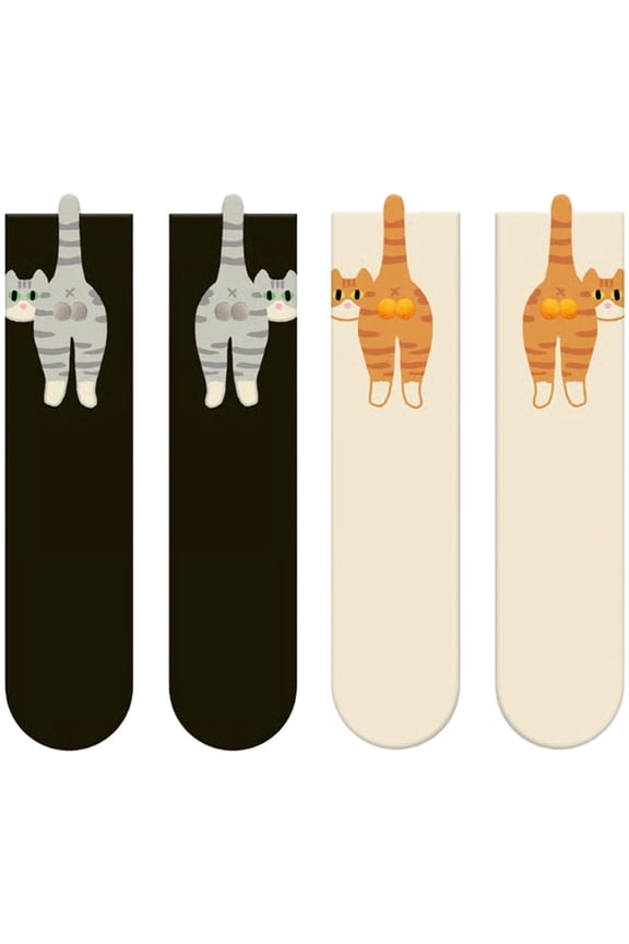 2 Pairs Cat Funny Novelty Crew Socks for Men Women Animal Pet Lovers Gifts