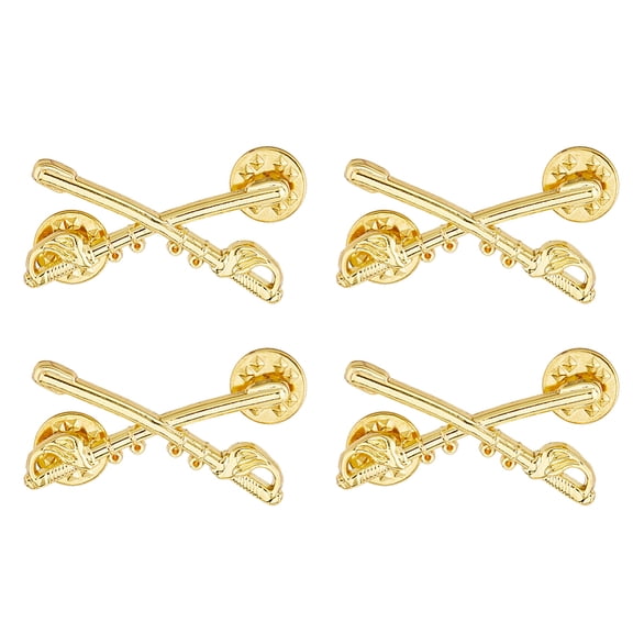 2 Pairs Cavalry Large Pin Gold U.S. Army Cavalry Brooches Alloy Military Uniform Pin Sabres Small Hat Pins for Hat Bag Tie Suit Coat Accessories