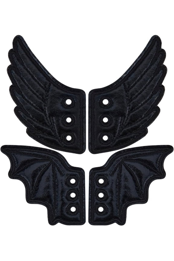 2 Pairs Charms Shoe Wings Accessories Cloth Angel Wings Shoes Lace Decorations for Halloween Boots Skates Sneakers Canvas Sport Roller PU Punk Shoes DIY Daily Accessory