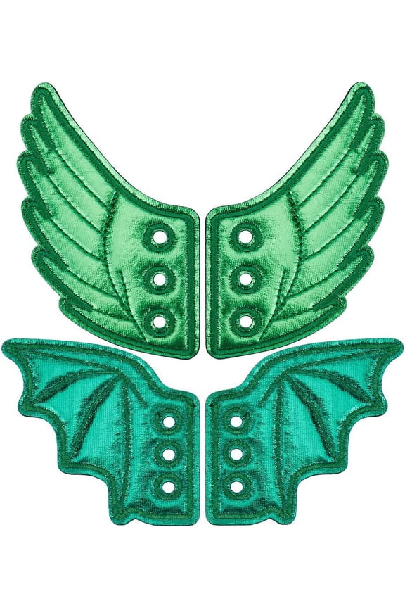 2 Pairs Charms Shoe Wings Accessories Cloth Angel Wings Shoes Lace Decorations for Boots Skates Sneakers Canvas Sport Roller PU Punk Shoes DIY Daily Accessory Green DIY