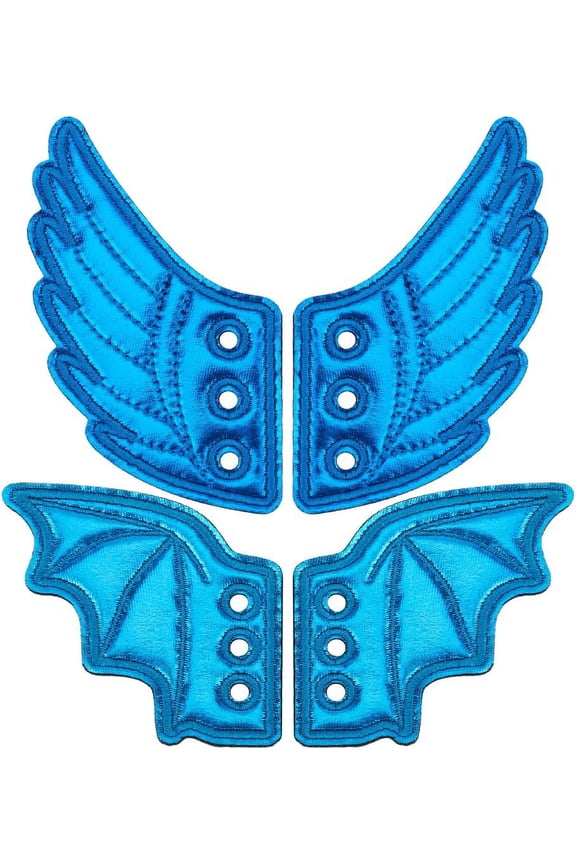 2 Pairs Charms Shoe Wings Accessories Cloth Angel Wings Shoes Lace Decorations for Boots Skates Sneakers Canvas Sport Roller PU Punk Shoes DIY Daily Accessory Dodger Blue