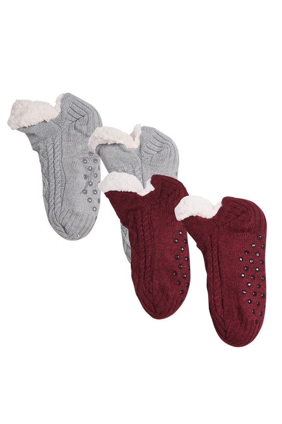 2 Pairs Children's Winter Warm Wool Solid Color Socks Kids Boy Girls Hiking Thermal Boot Crew Socks Wine 3 Years