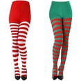 thumbnail image 1 of 2 Pairs Christmas Striped Tights Full Footed Striped Socks Thigh High Stockings Striped Pantyhose for Women Christmas Cosplay, 1 of 5