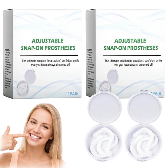 2 Pairs Clip on Teeth with Box,Clip in Veneers Teeth Top and Bottom Fast Easy Adjustable Comfortable for Temporary Use