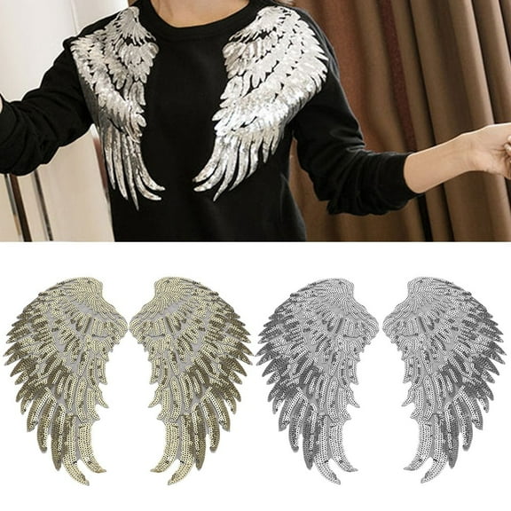 2 Pairs  Clothes Wing Sequin Patch Sequins Angel  Iron-on Patch  Craft Patch For Clothes Decor