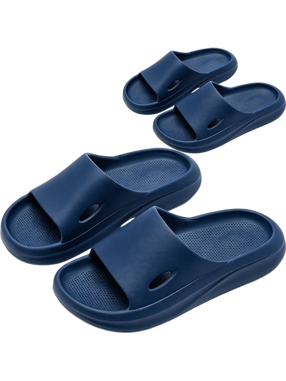 2 Pairs Cloud Slides for Men Slides Soft EVA Foam Anti-Slip Shower Shoes Lightweight Recovery Sandals Indoor Outdoor Pool House Slippers
