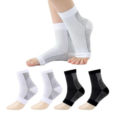 2 Pairs Compression Socks for Plantar Fasciitis, Tendonitis Relief - Ankle Compression Sleeve for Heel Spurs, Foot Swelling, Fatigue & Sprain - Arch Support Brace for Work, Gym, Sport