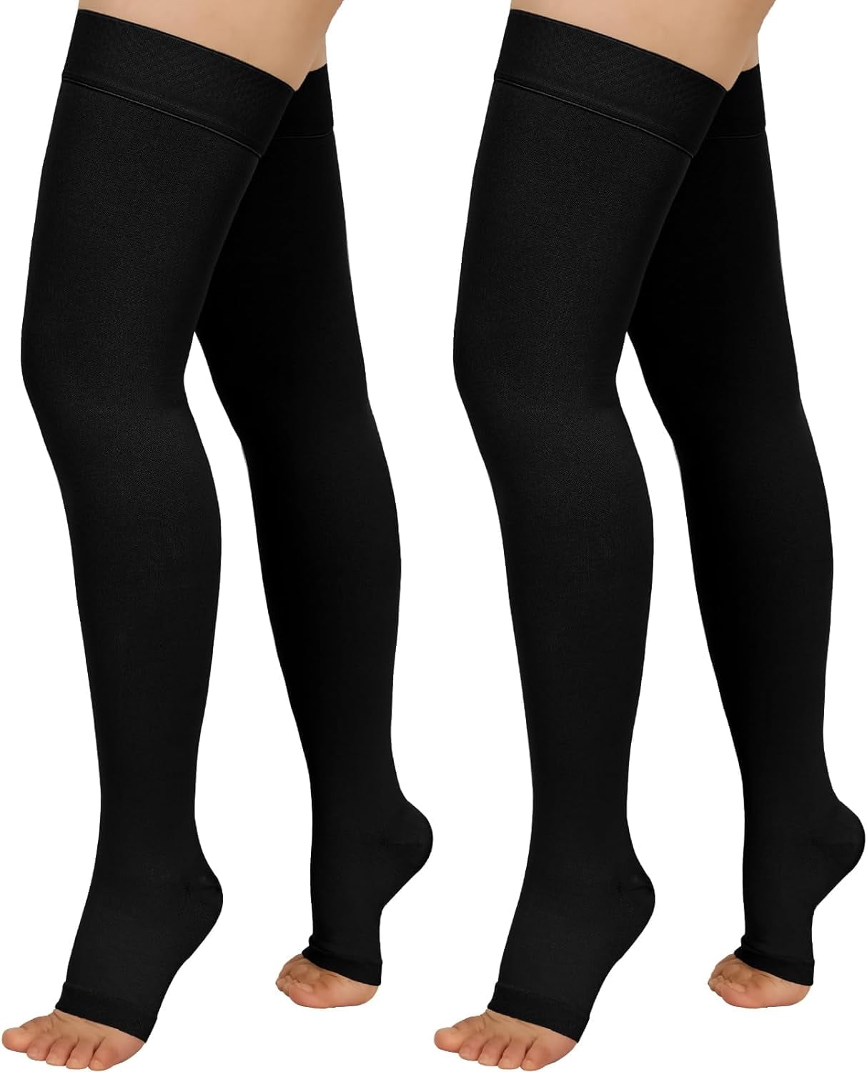2 Pairs Compression Stockings for Women & Men,20-30mmHg Thigh High Compression Socks,Closed Toe Medical Compression Socks with Silicone Dot Band-Best Support for Nursing Sports Varicose Veins