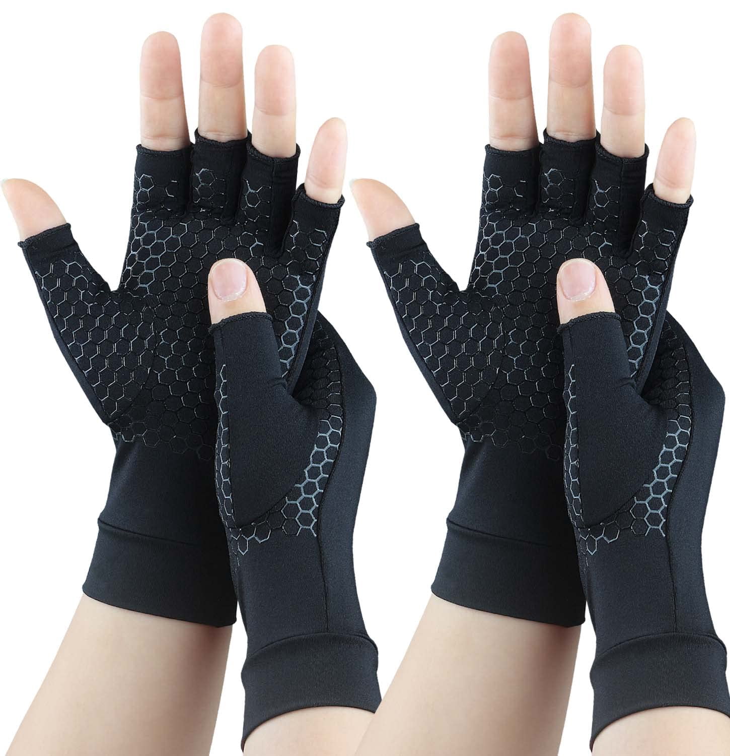 Donfri Copper Arthritis Gloves - Fingerless Compression Gloves For Men & Women (X-Large) - For Carpal Tunnel, RSI, Tendonitis