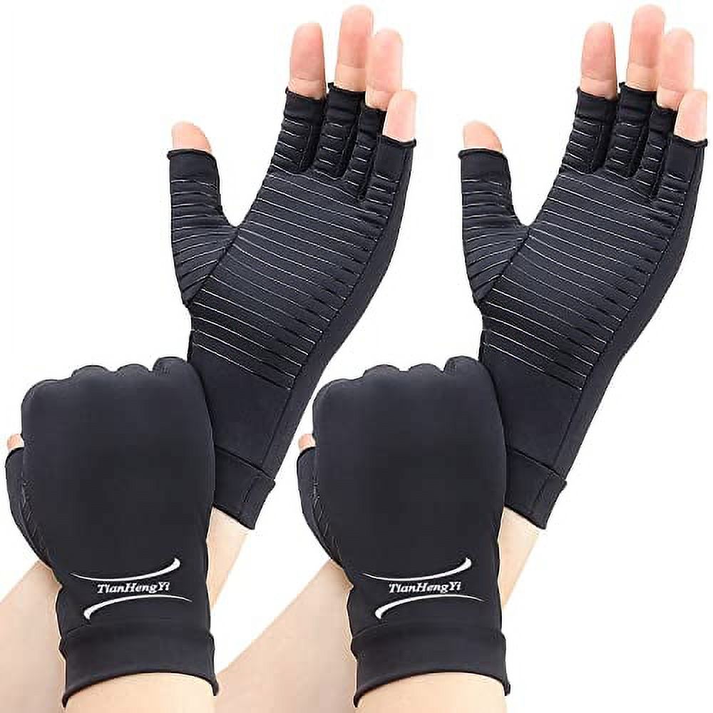 2 Pairs Copper Arthritis Gloves for Women, Compression Gloves for Men