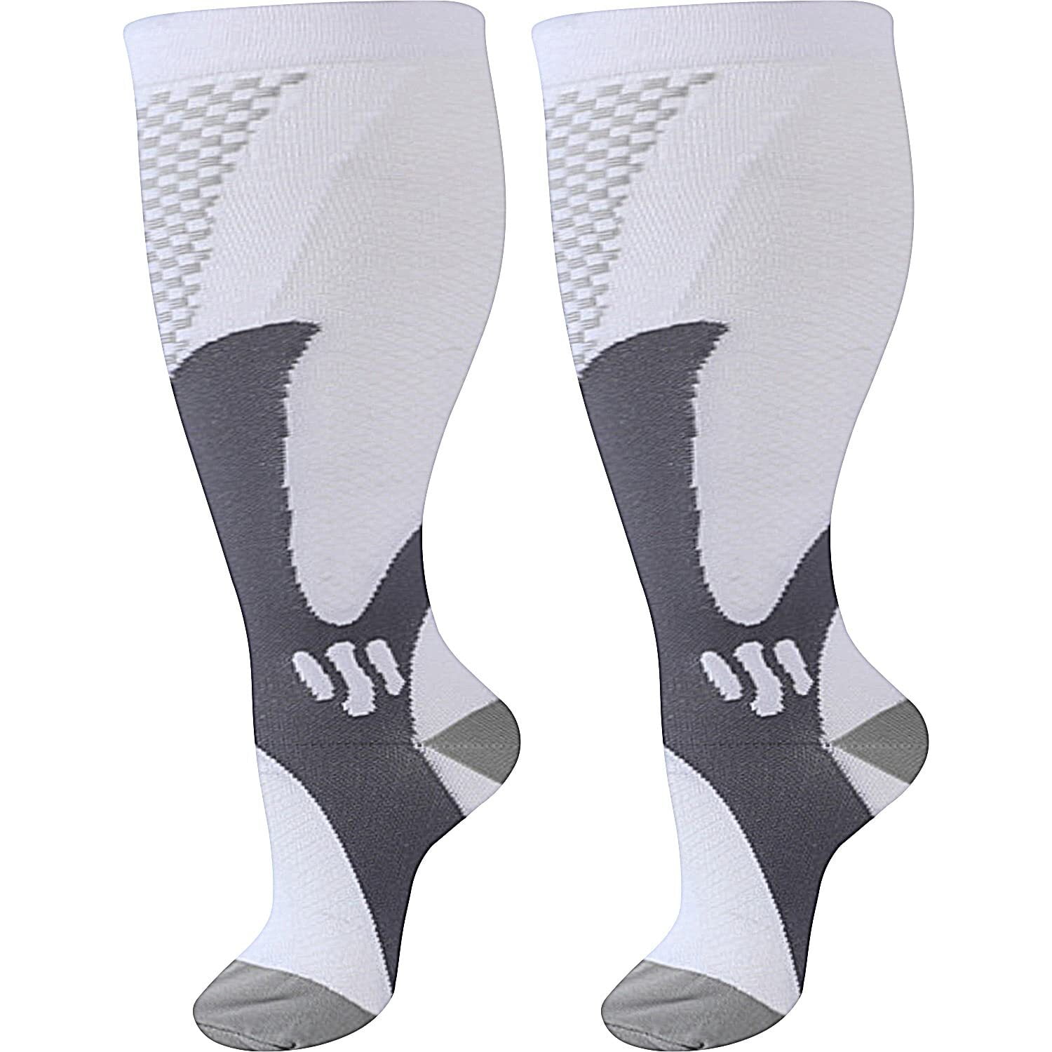 2 Pairs Copper Compression Socks for Plus Size Women & Men Circulation 2030 mmHg Knee High