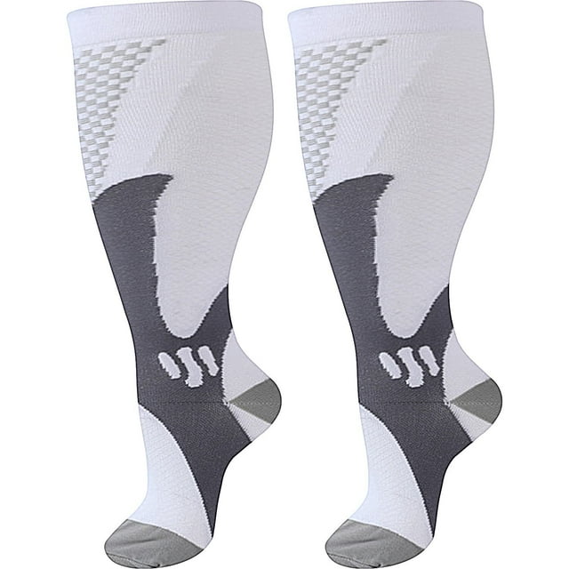 2 Pairs Copper Compression Socks for Plus Size Women & Men Circulation