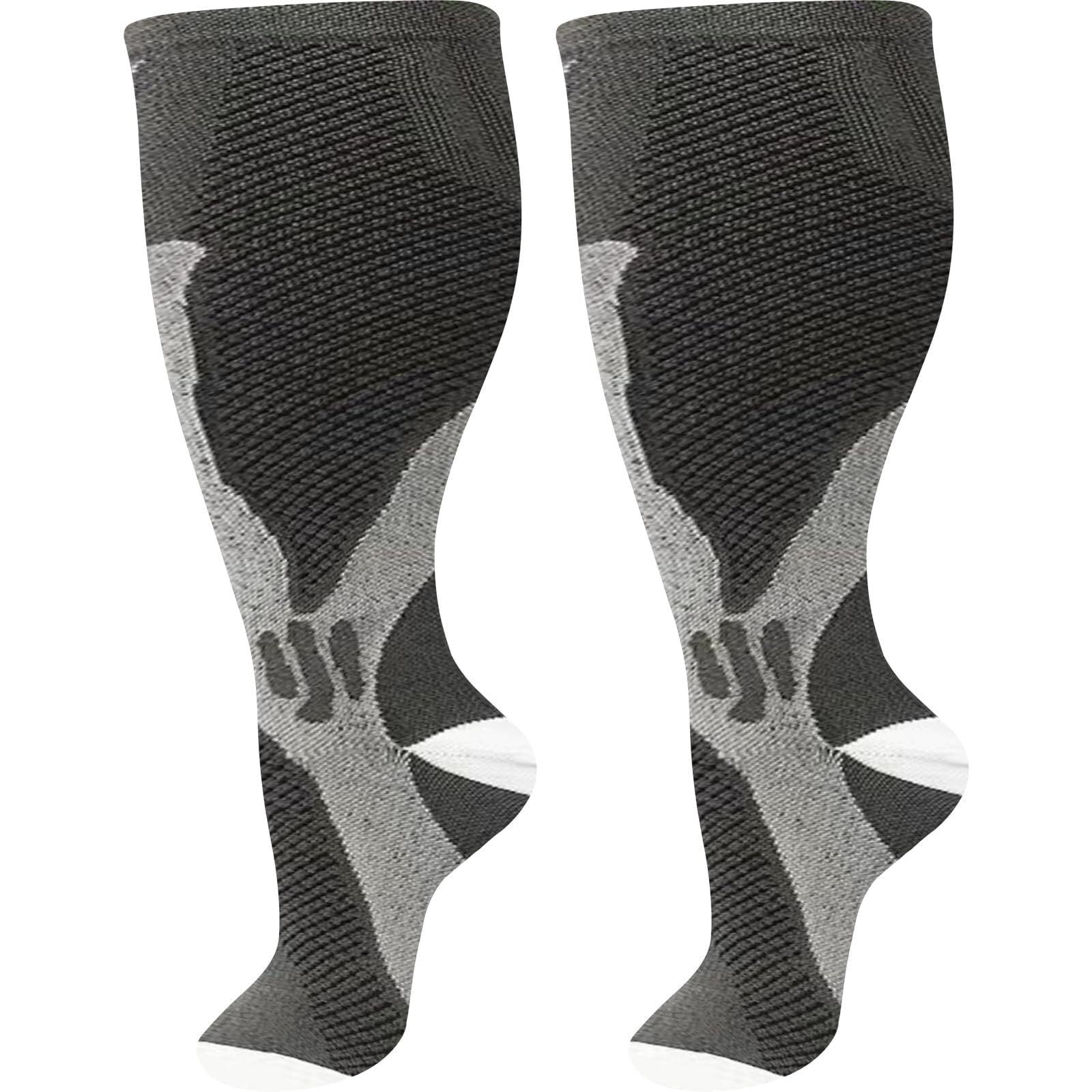2 Pairs Copper Compression Socks for Plus Size Women & Men Circulation
