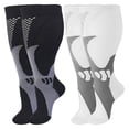 thumbnail image 1 of 2 Pairs Copper Compression Socks for Women & Men Circulation 15-20 mmHg Knee High- Better Blood Flow, Swelling, Best Support for Medical, Running, Nursing, 1 of 7