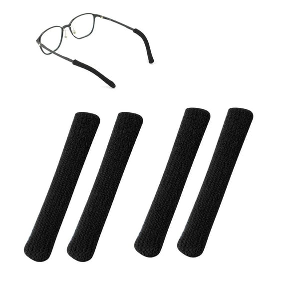 2 Pairs Cotton Fabric Eyeglasses Temple Tips Sleeve, MODANU Anti-Slip Glasses Retainers for Sunglasses Eyeglasses, Black