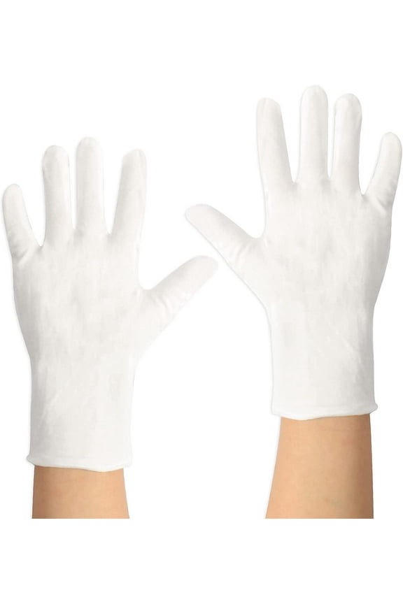 2 Pairs Cotton Gloves, White Gloves for Dry Hands, Moisturizing Gloves Overnight, Washable SPA Gloves 100% Cotton, 23cm / 9 Inch Eczema Gloves, One Size Fit Most Cloth Gloves (2 Pair)