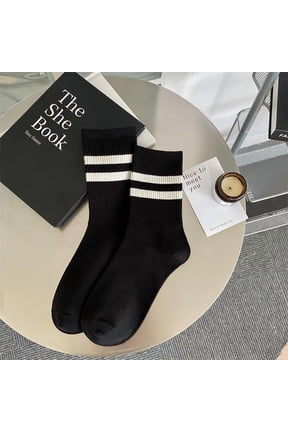 2 Pairs Cotton Knitting Socks Winter Warm Thermal Socks Stripe Pattern Black 300x70mm for DIY Cratf