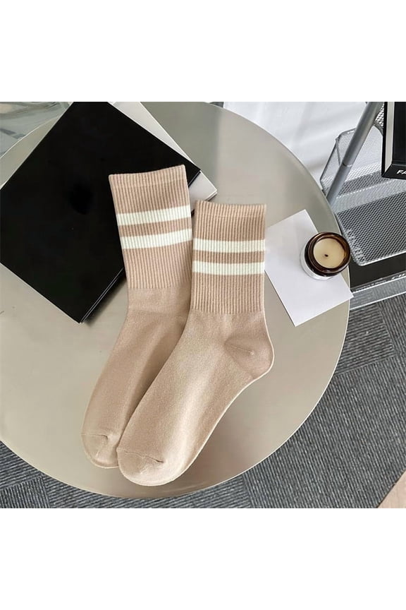2 Pairs Cotton Knitting Socks Winter Warm Thermal Socks Stripe Pattern Wheat 300x70mm for DIY