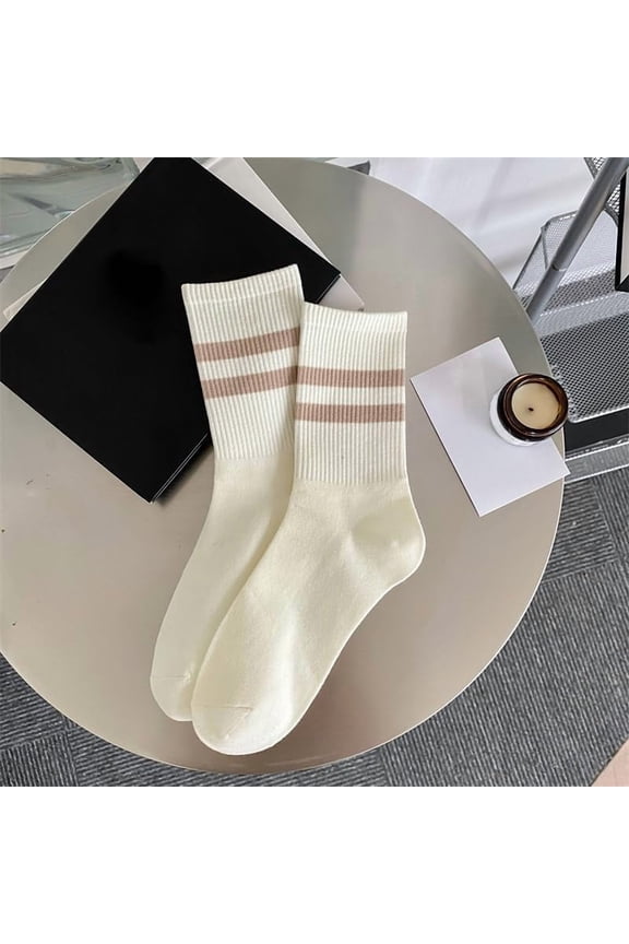 2 Pairs Cotton Knitting Socks Winter Warm Thermal Socks Stripe Pattern White 300x70mm Making DIY