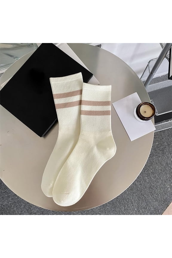 2 Pairs Cotton Knitting Socks Winter Warm Thermal Socks Stripe White 300x70mm White